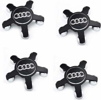 OEM Juego De 4 Emblemas Para Embellecedores De Rueda 4f0601165 N, Para Embellecedores De Rueda De 135 Mm Para Audi (negro)