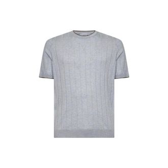 D4.0 T-Shirts, male, Gray, Size: 2XL Ribbed Crewneck T-Shirt