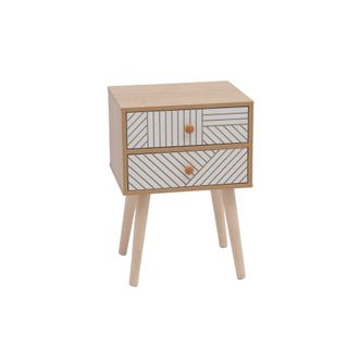 Mobili Rebecca Mesita de noche 2 cajones en mdf pino marr&oacute;n blanco 50,5x35x29