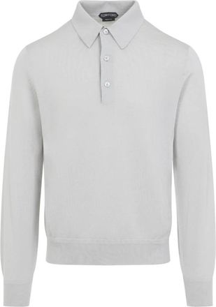 Tom Ford Fijngebreide Kasjmier Zijde Gebreide Polo - Heren - Cashmere truien - Beige - XL - Kasjmier - Truien & Vesten
