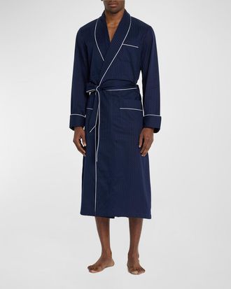 Derek Rose Men & apos;s Dotted Royal Robe w/ Piping