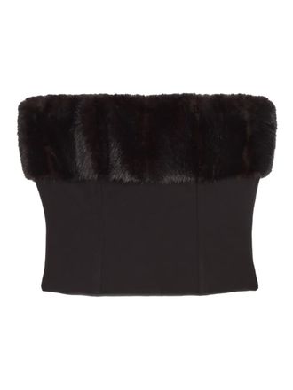 Apparis Ivy faux-fur tube top - Black