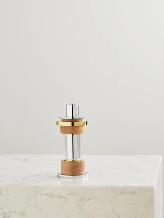 Christofle Candeliere Medio In Acciaio Inossidabile, Metallo Dorato, Quercia E Vetro Myriade - Argento