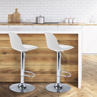 IDMarket Lote De 2 Taburetes De Bar De Dise&ntilde;o Karl Blancos