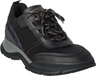 Brioni Crossing Suede-Trim Low-Top Sneaker
