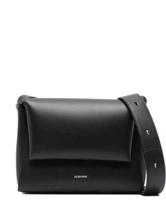 Jil Sander logo-print leather shoulder bag - Black