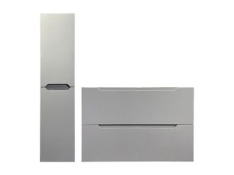 Vente-Unique Mueble simple lavabo suspendido con columna - Gris - 80 cm - STEFANIE