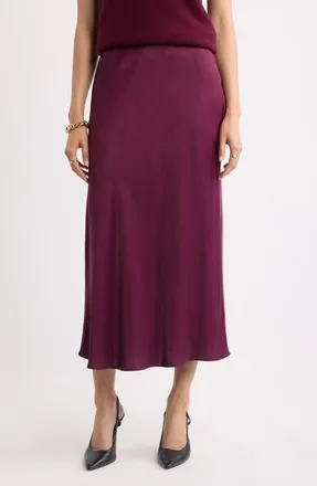 Nordstrom Bias Cut Satin Maxi Skirt in Burgundy Fig at Nordstrom, Size Xx-Large