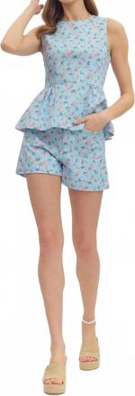 Entro Botanical Short Set In Blue Rose