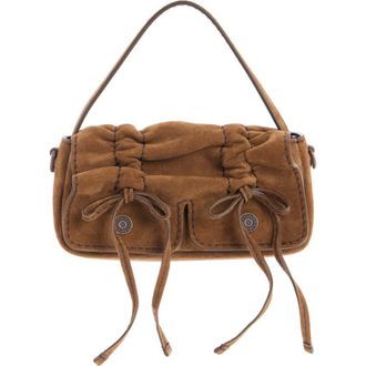 Acne Studios Micro Multipocket Suede Crossbody Bag in Cognac Brown at Nordstrom