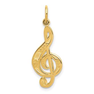 Diamond2Deal 14k Yellow Gold Treble Clef Charm Pendant
