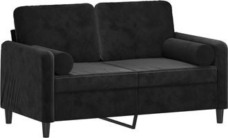 vidaXL Sof&aacute; De 2 Plazas Con Cojines Terciopelo Negro 120 Cm Vidaxl