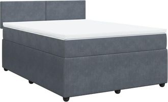 vidaXL Cama Box Spring Con Colch&oacute;n Terciopelo Gris Oscuro 140x200 Cm Vidaxl