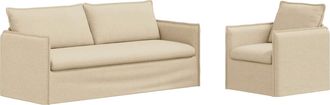 vidaXL Juego De Sof&aacute; 2 Uds. Crema Tela Vidaxl