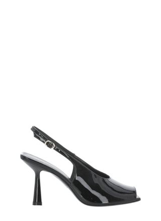 Stuart Weitzman Black Val 85 Polished Leather Slingback