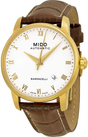Mido Baroncelli Automatic White Dial Brown Leather Mens Watch M86003268