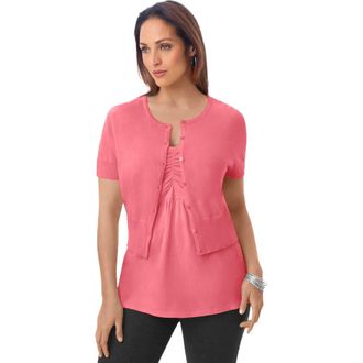 Jessica London Jewel-Neck Shrug in Tea Rose at Nordstrom, Size 24