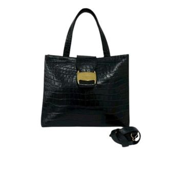 Ferragamo Pre-owned Handbags, female, Black, Size: ONE SIZE Pre-owned Embossed Leather Satchel