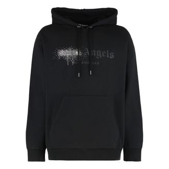 Palm Angels Hoodies, male, Black, Size: 2XL Hooded cotton sweatshirt