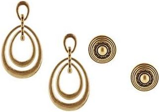 Olivia Welles Set of 2 Button Stud & Orbital Drop Earrings in Worn Gold at Nordstrom Rack