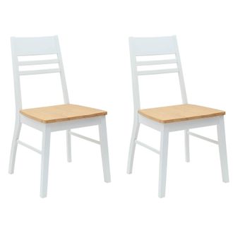 vidaXL Sedie Da Pranzo 2 Pz Legno Di Gomma Solido Bianco Vidaxl
