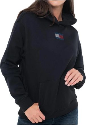 Tommy Jeans TJW RLX Party Flag Hoodie - Dames - Hoodies - Zwart - S - Katoen - Hoodies & sweatvesten