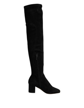 Dolce & Gabbana Black Suede Leather Knee High Boots Womens Shoes