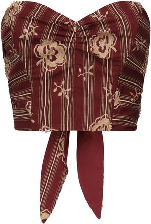 ottod'Ame Paarse Sweetheart Top met 3D Borduurwerk - Dames - Tops zonder mouwen - Paars - 2XS - Tops
