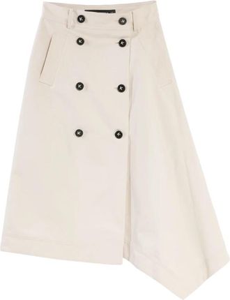 Karl Lagerfeld Trench Rok - Dames - Midirokken - Grijs - XS - Katoen - Rokken
