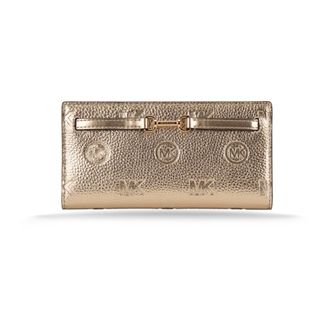 Michael Kors Wallets & Cardholders, female, Yellow, Size: ONE SIZE Engraved Logo Grained Leather Wallet