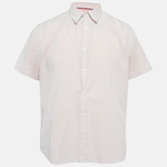 Calvin Klein White/red Dots Print Cotton Blend Half Sleeve Shirt