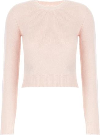 Palm Angels Logo Wollen Trui - Dames - Ronde hals truien - Roze - L - Wol - Truien & Vesten