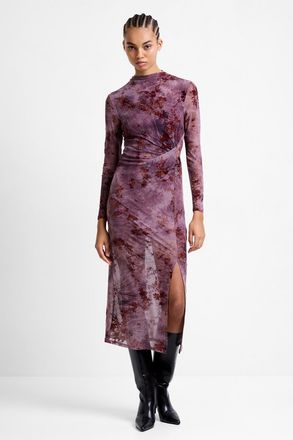 French Connection Womens Dusty Pink Slim-Fit Mesh Long Sleeve Dress - Size X-Small