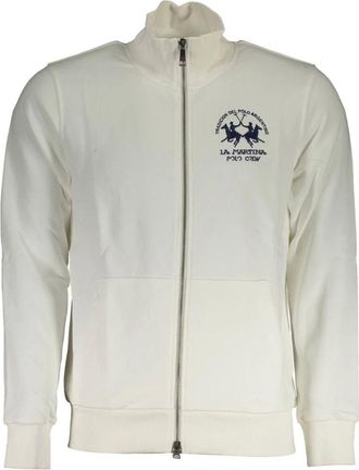 La Martina Hoodies & sweatvesten, Heren, Wit, L, Heren Zip-Up Sweatshirt Wit Geborduurd