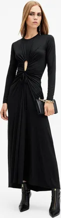 AllSaints Viscose Xylia Long Sleeve Gathered Maxi Dress, Size: UK 10/US 6