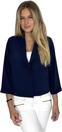 2-Biz Elegante Navy Blazer met &frac34; Mouwen - Dames - Blazers - Blauw - S - Jassen