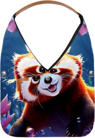 Generic Lovely Raccoon Swims Underwater Reusable Lightweight Grocery Bags - Foldable Into Compact Pouch, Washable & Sturdy, Multipurpose for Shopping and Trav