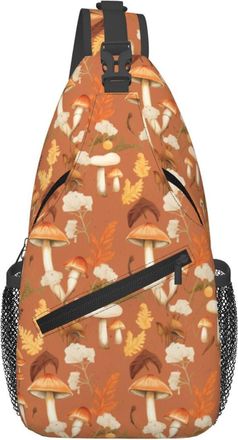 Generic Terracotta Thicket Mushrooms Chanterelles Herbs Leaves Shoulder Bag Trendy Cross Body Bag Anti Theft Chest Backpack For Runner Outdoors Women