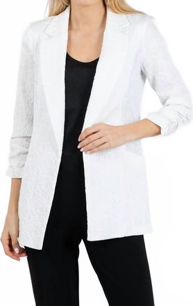 Joseph Ribkoff Woven Jacquard Texture Boxy Blazer In White
