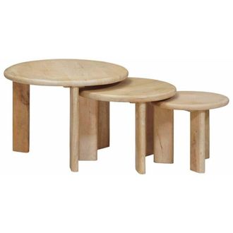 vidaXL Nesting Coffee Tables 3 pcs Black Solid Mango Wood vidaXL