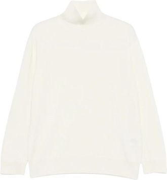Malo Fijngebreide trui met hoge hals - Dames - Cashmere truien - Wit - S - Kasjmier - Truien & Vesten