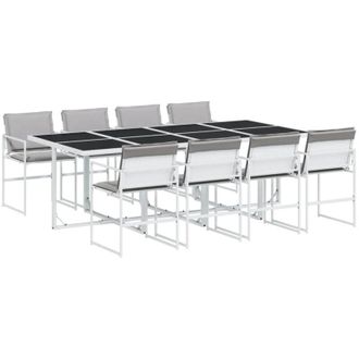 vidaXL Vidaxl - Juego De Comedor De Jard&iacute;n 9 Pzas Con Cojines Textilene Blanco