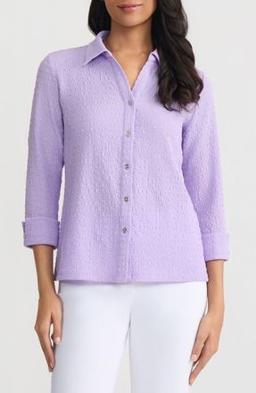 Kasper Ridge Knit Button-Up Shirt in Lavender Mist at Nordstrom, Size X-Small Regular
