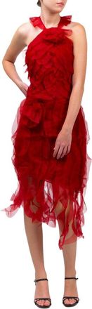 Marchesa Matte Organza Silk Midi Dress
