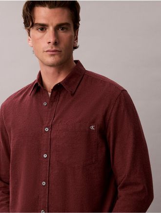 Calvin Klein Jeans Calvin Klein Mens Melange Flannel Easy Shirt - Red - 2XL