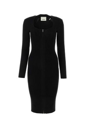 Isabel Marant Isabel Marant Black Stretch Wool Blend Zael Dress
