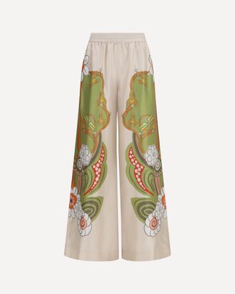 La DoubleJ Printed silk palazzo Pants Female L