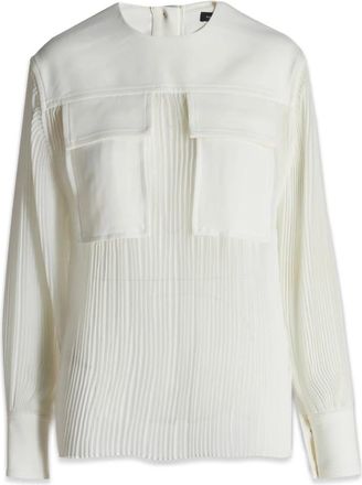 Proenza Schouler Transparante Geplooide Blouse met Lange Mouwen - Dames - Blouses - Wit - S - Polyester - Overhemden