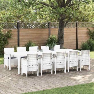 vidaXL Conjunto De Comedor De Jard&iacute;n Con Coj&iacute;n 11 Pcs Blanco Vidaxl