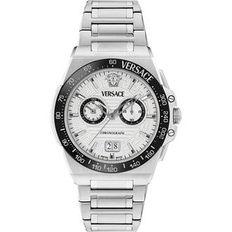 Versace Greca Reaction Chronograph Bracelet Watch, 43mm in Stainless Steel at Nordstrom